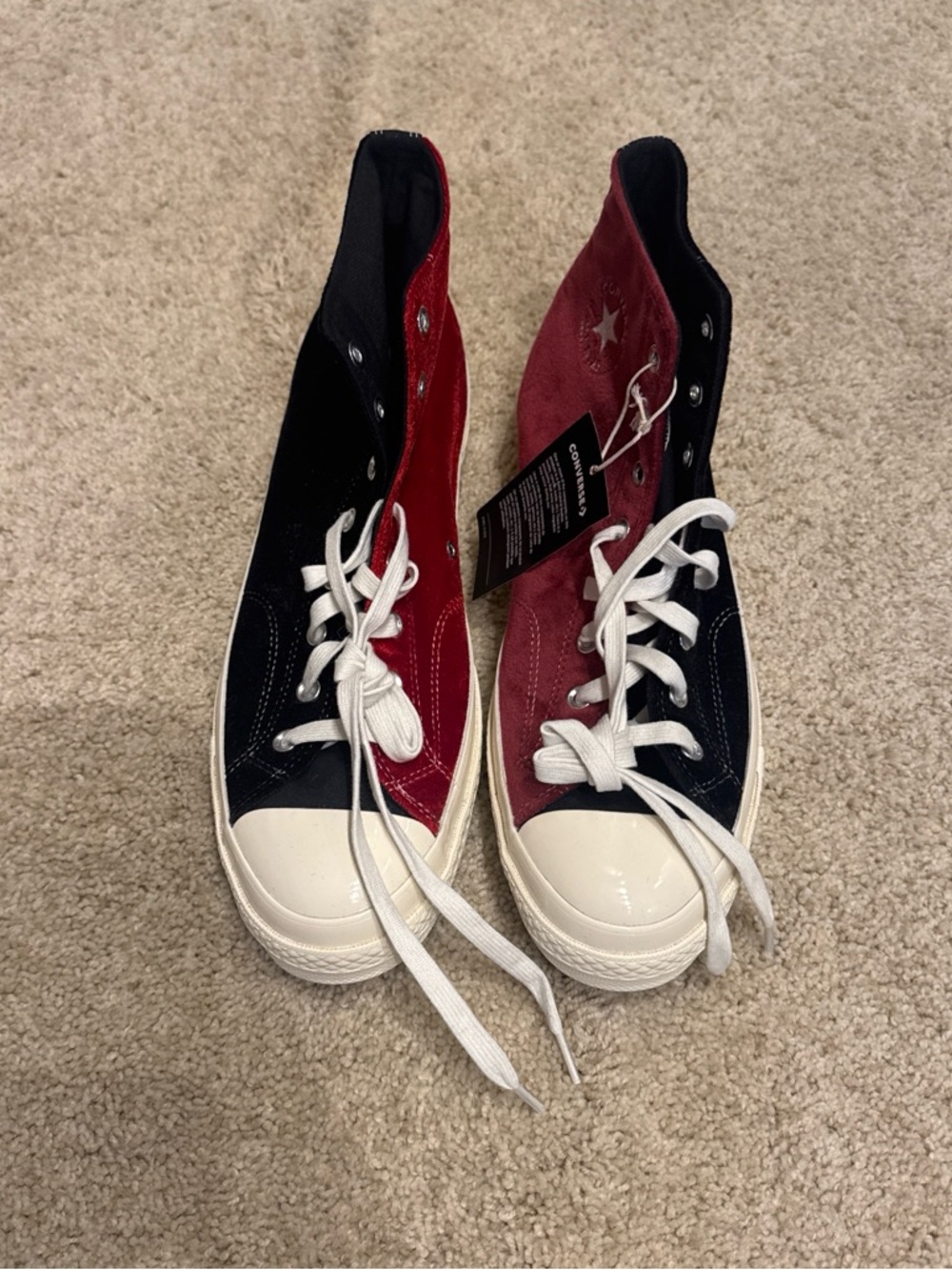 Converse High-Top Sneakers in Red & Black